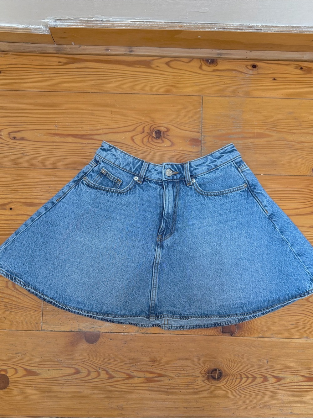 H&M Light Blue Denim Skater Circle Skirt